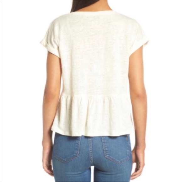 MADEWELL Ivory Linen Peplum Top Shirt Size S GUC - Picture 3 of 6